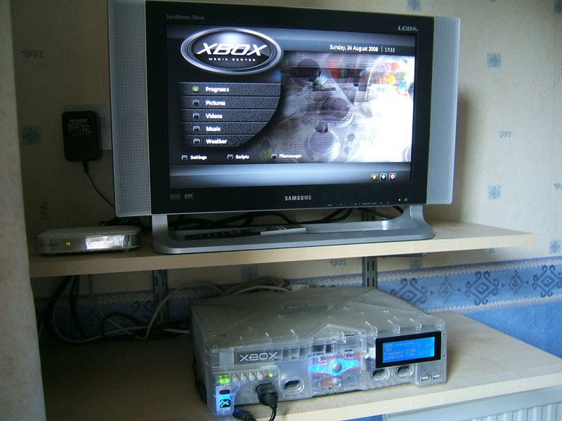 Modified Xbox with an LCD screen