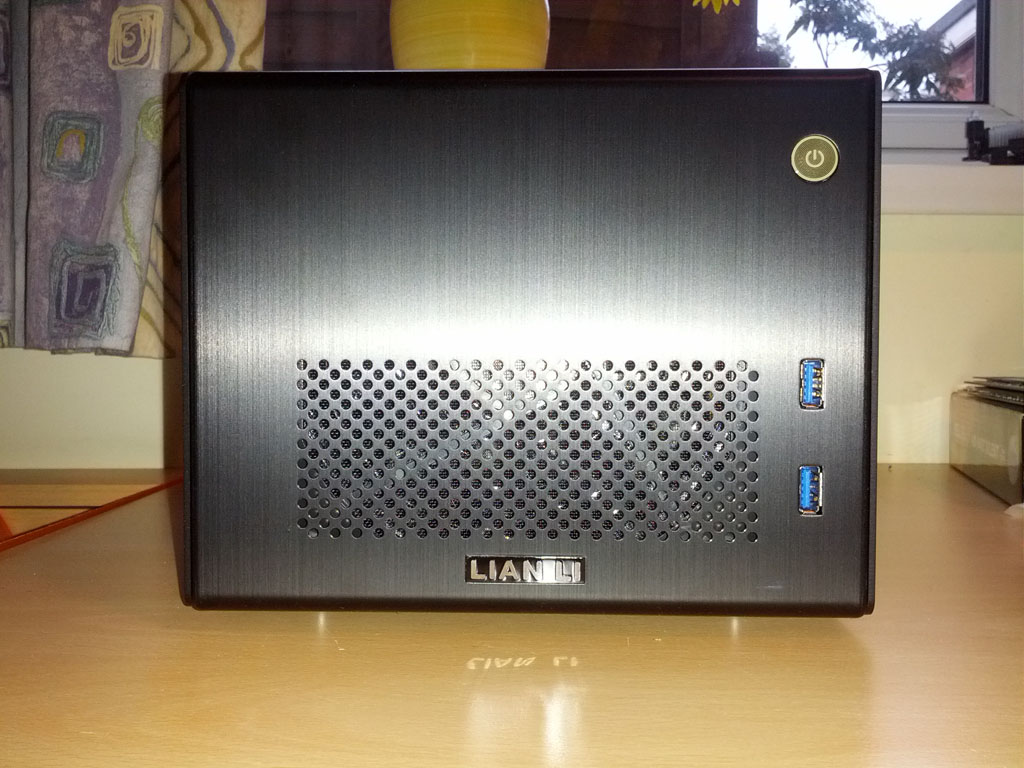 Front view of the  Lian Li PC-Q16 Case - VM Ware ESXI Low Power Server Build