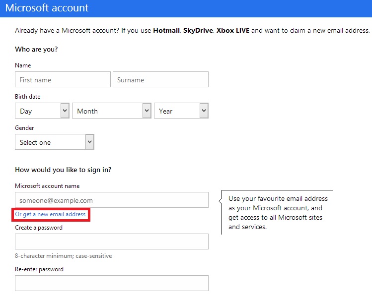Microsoft Account Creation