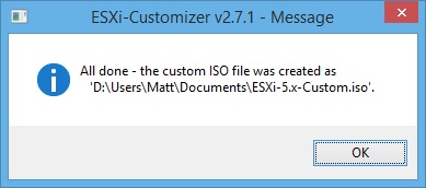 Drivers added to an VMware ESXI ISO on Windows