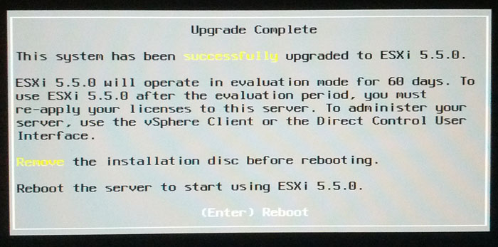 Vmware ESXi Successful Upgrade